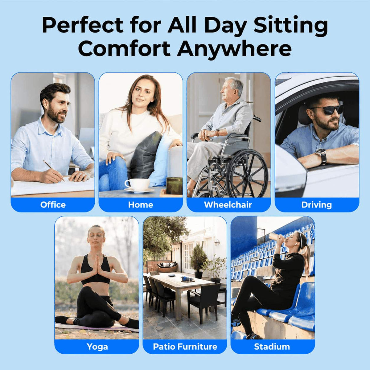 Gel Seat Cushion for Comfort & Support With FREE Black Cover