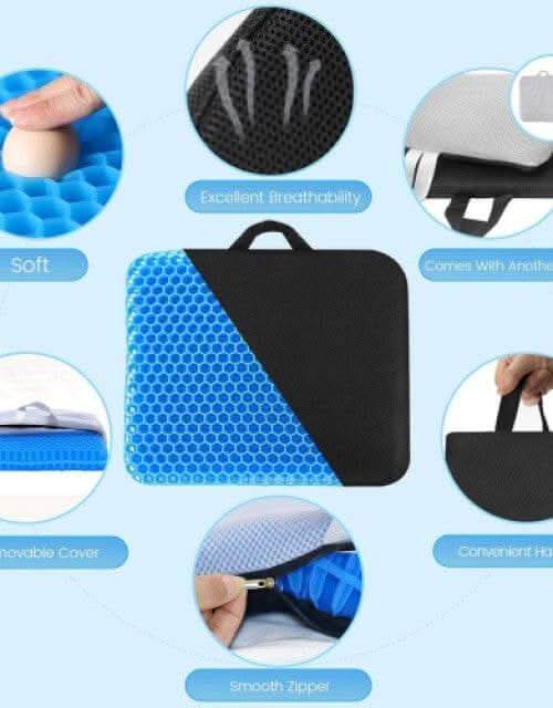 Gel Seat Cushion for Comfort & Support With FREE Black Cover